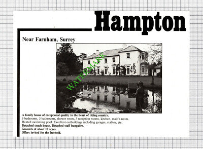 Farnham Surrey  - House Sale Advert - 1980 Cutting