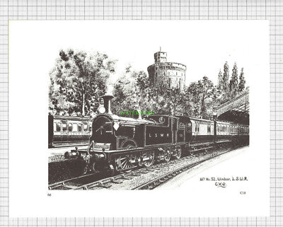 8802) LSWR M7 No 52 LSWR Windsor Railway Station - c.1965 Print / Cutting