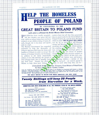 Great Britain To Poland Fund Eveleigh Nash WW1 World War One -1916 Cutting