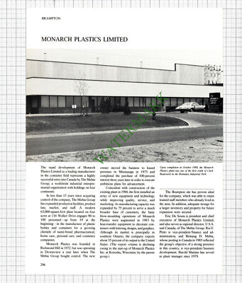 Brampton Real Estate Board Canada / Monarch Plastics Eric De Souza 1980s Article