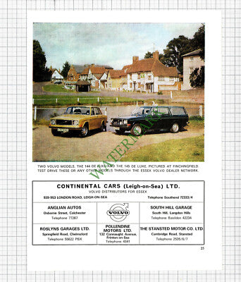 Finchingfield Essex Volvo Car Advert Continental Cars Leigh On Sea 1972 Cutting