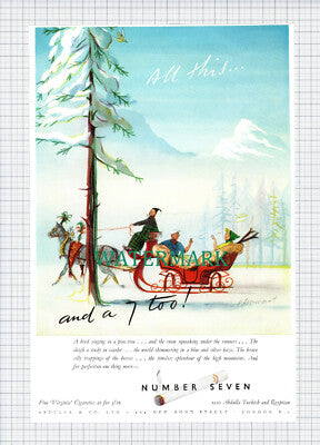 (X70) Number Sever Cigarette Christmas Advert - 1948 PAPER CUTTING