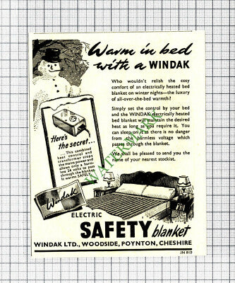 Windak Safety Blanket Poynton Cheshire Advert - 1949 Cutting