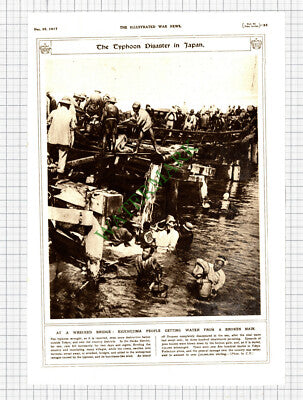9087) Esuchujima Japan Typhoon Disaster    - 1917 Cutting/ Print