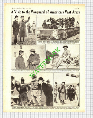 The Hon Newton Baker General Pershing World War One WW1 - 1918 Cutting / Print