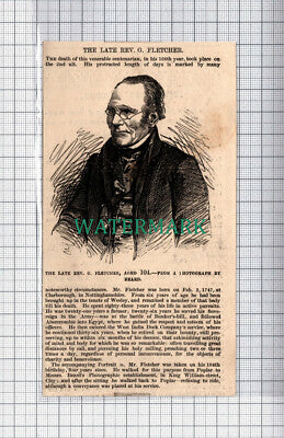 C5225) Rev G Fletcher Aged 108 Clarborough Wesley Obituary - 1855 Clip