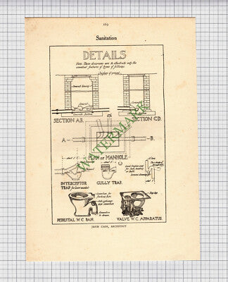8967) John Cash Architect Sanitation Designs  - c.1906 Cutting