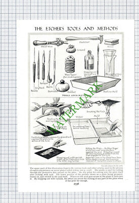 The Etcher's Tools Etching  - c.1930s Cutting / Print