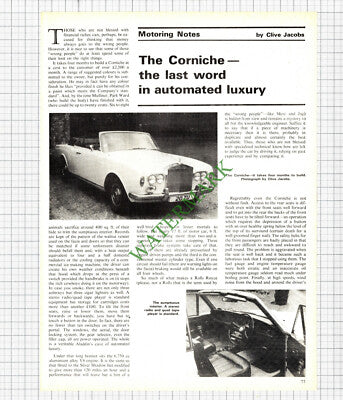 Corniche Car Review  - 1975 Article