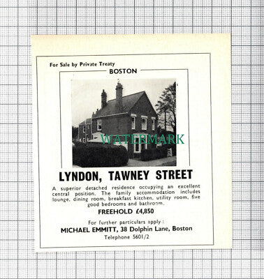 C5082) Lyndon Tawney Street Boston Lincolnshire House Sale Advert - 1968 Clip