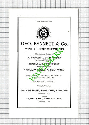 Milford Haven Marine Services / George Bennett Fishguard Advert - c.1960 Cutting