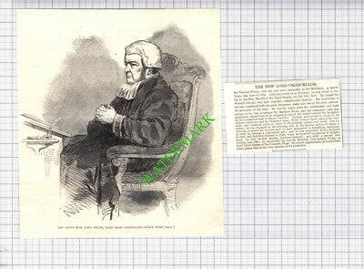 Sir Thomas Wilde Lord Truro Lord Chancellor - 1850 2-Part Cutting