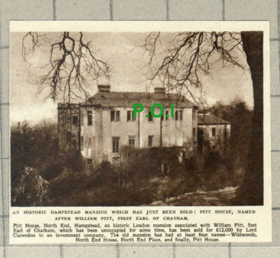 C1607) Pitt House North End Hampstead Sold William Pitt - 1948 Clip