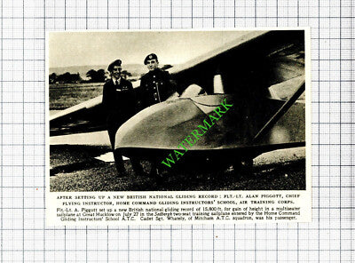 Flt Lt Alan Piggott Gliding School Sgt Whatley Mitcham  - 1953 Small Cutting