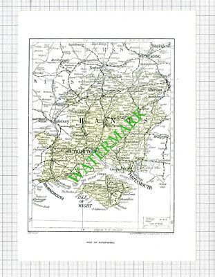 Hampshire  Map - 1920's Cutting / Print