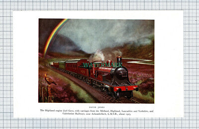 C4587) Davie Jones Train Engine Loch Garve Midland Achnashellach Print - c.1955