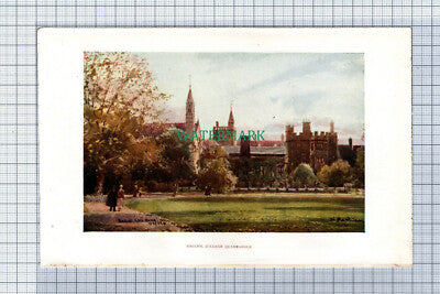 C4090) OXFORD Baliol College / Quadrangle  SMALL c.1900 Book Print