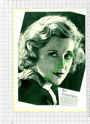 Anita Page Actress / Betty Stockfeld   - 1930s Cutting / Print