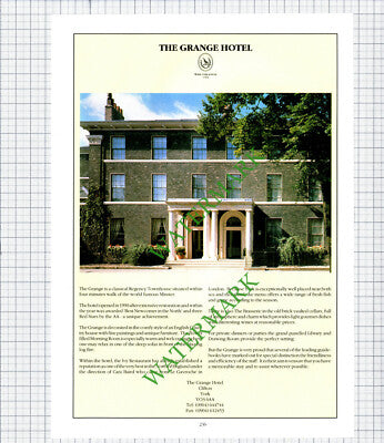 Middlethorpe Hall Hotel York Francksen / Grange Hotel Baird Advert- 1992 Cutting