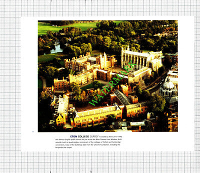 Epsom Racecourse Surrey / Eton College Aerial View  c.1990s Cutting / Print