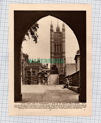 (8720) Little Dean's Yard Westminster School / Costermonger London  c.1925 Print