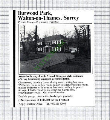 Burwood Park Walton On Thames Surrey House Sale Advert - 1981 Cutting