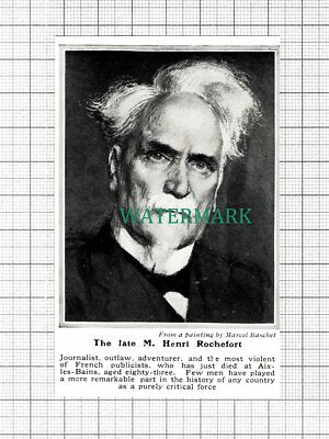 C5788) M Henri Rochefort Journalist Outlaw Obituary - 1913 Cutting