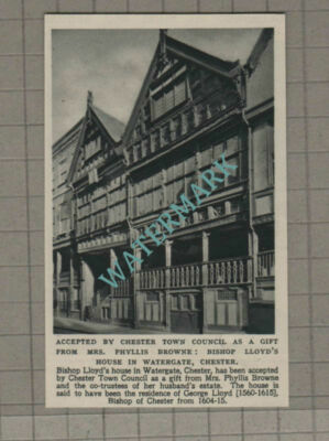 C3182) Bishop Lloyd's House Watergate Chester Mrs Phyllis Browne 1948 Cutting