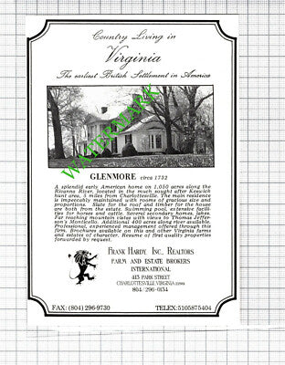 Glenmore Charlottesville Virginia USA / Abergavenny Gwent Advert - 1988 Cutting