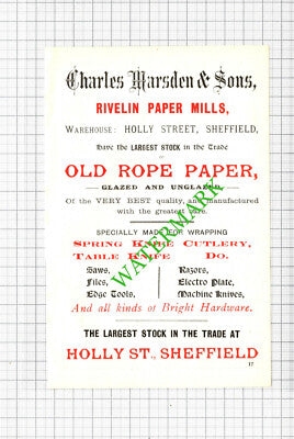Charles Marsden & Sons Rivelin Sheffield / Needham's Paste Advert - 1897 Cutting