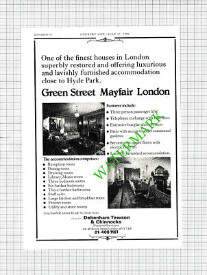 Green Street Mayfair London House Sale Advert - 1980 Cutting