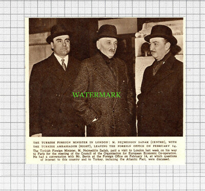 C258) M Nejmeddin Sadak Turkish Minister  -Vintage Cutting (Undated)