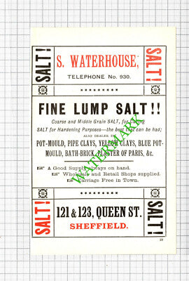 S Waterhouse Salt Sheffield / Yorkshire Penny Bank Advert -1897 Cutting