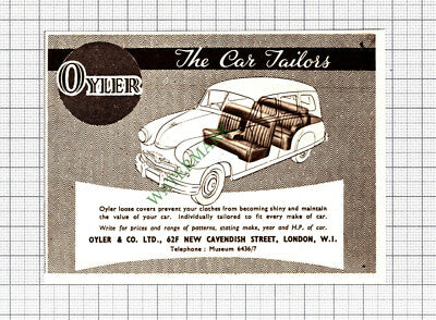 C6274) Oyler & Co Car Tailors Advert - 1952 Cutting