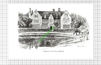 Kirstead Old Hall Norfolk / Sturry Court Kent - 1980s Book Print
