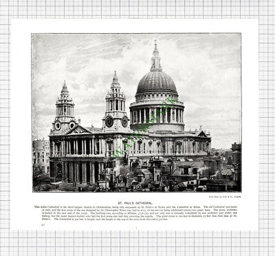X399) Westminster Abbey / St Paul's Cathedral London  - c.1900 Book Print