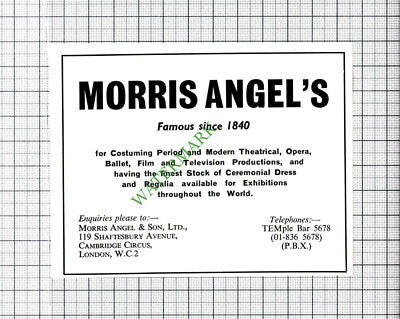 Morris Angel & Son Ltd Advert - 1968 Cutting