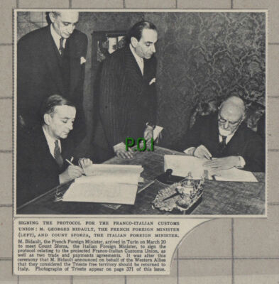 C1145) M Georges Bidault & Count Sforza France Italy Foreign Minister - 1948