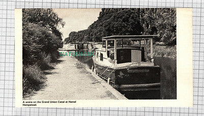 C1070) Grand Union Canal Hemel Hempstead Bebewincy NSU Boat - 1971 Clip