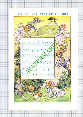 Jack and Jill  Nursery Rhyme Poem - c.1950s Cutting / Print