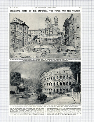 X716) Rome Spanish Steps And Colosseum - 1951 Clip