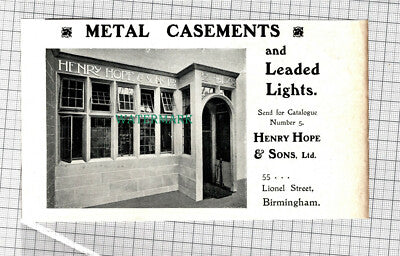 C1082) Henry Hope & Sons Ltd Birmingham Metal Casements Advert - 1902 Clip