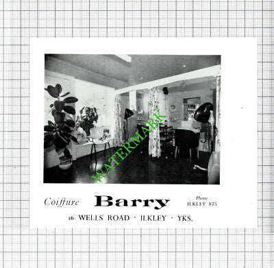 Barry Coiffure Hairdressers  Ilkley Yorkshire Small Advert - 1962 Cutting