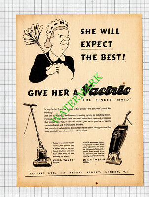 Vactric Ltd Advert - 1948 Cutting