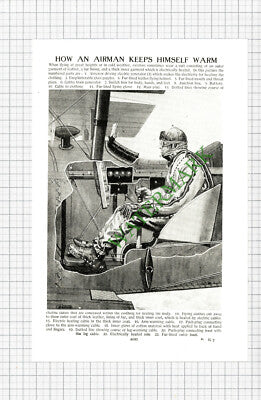 How An Airman Keeps Warm Aeroplane Cockpit - c.1950s Cutting