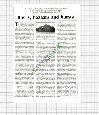 Stisted Village Hall Essex Mr Fairhead Owen Harrington  - 1989 Article