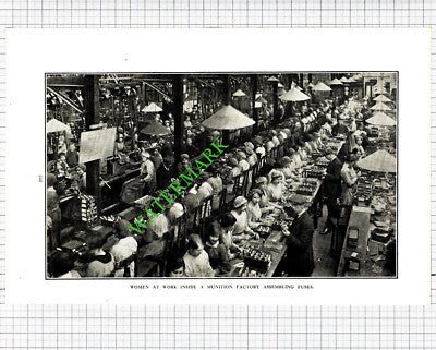 Women Munition Factory Workers World War One WW1 - 1916 Cutting/ Print