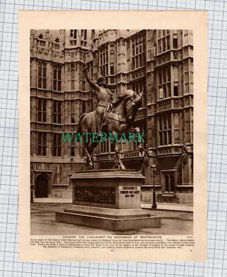 London Embankment War Memorial / Richard LionHeart Statue - c.1925 Print