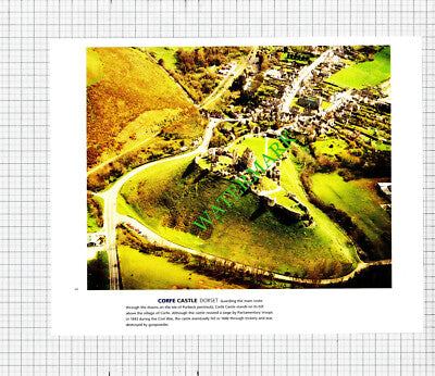 Colchester Castle Essex / Corfe Castle Dorset  -  1990s Cutting / Print