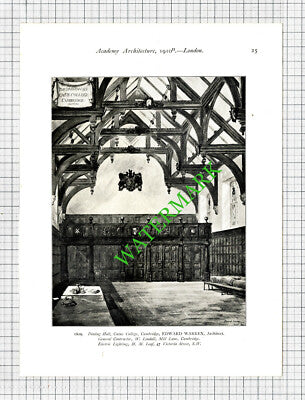 Caius College Cambridge / Hymers College Hull Bilson - 1910 Print